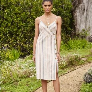 Altar’d State Dresden Striped Midi Dress with Button Detail 100% Cotton